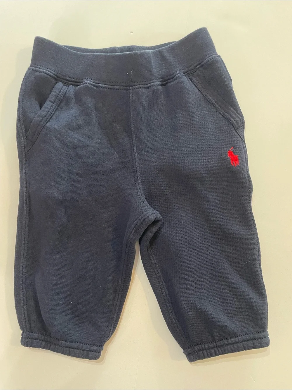 Polo Ralph Lauren Kids Fleece Sweatpants Navy Blue Red Pony Size 6 Mo